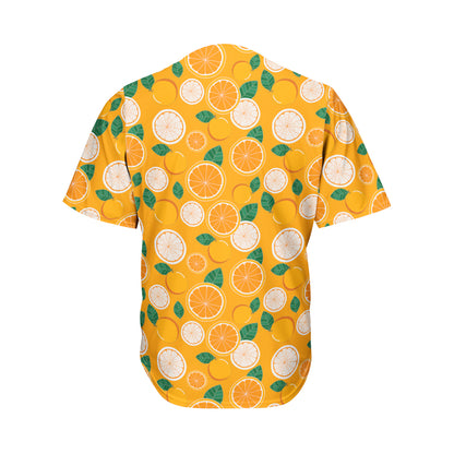 Cute Orange Fruit Pattern Print Men's Baseball Jersey