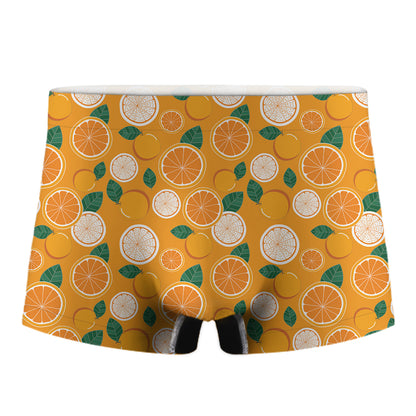 Cute Orange Fruit Pattern Print Men's Boxer Briefs