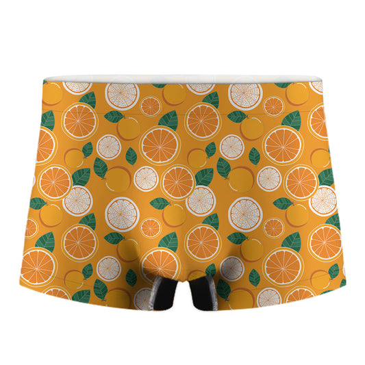 Cute Orange Fruit Pattern Print Men's Boxer Briefs