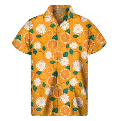 Cute Orange Fruit Pattern Print Men's Short Sleeve Shirt