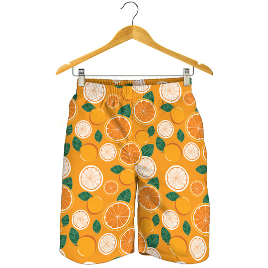 Cute Orange Fruit Pattern Print Men's Shorts