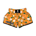 Cute Orange Fruit Pattern Print Muay Thai Boxing Shorts