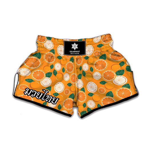 Cute Orange Fruit Pattern Print Muay Thai Boxing Shorts
