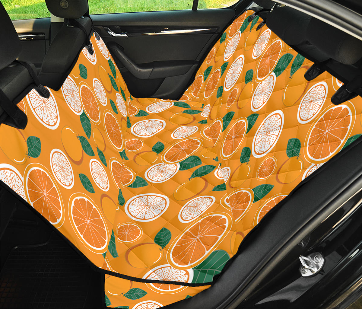 Cute Orange Fruit Pattern Print Pet Car Back Seat Cover
