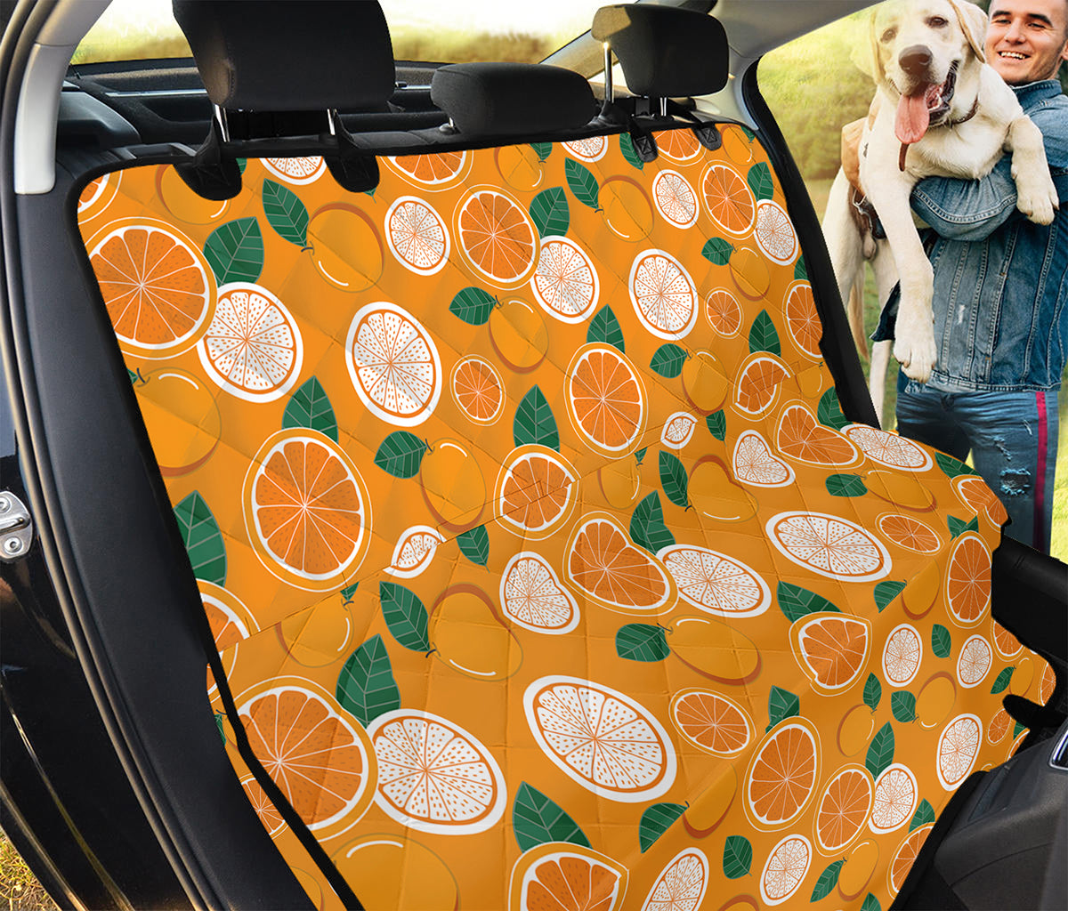 Cute Orange Fruit Pattern Print Pet Car Back Seat Cover