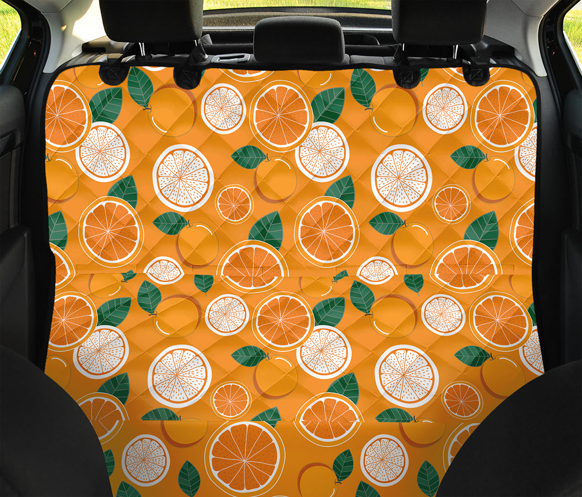 Cute Orange Fruit Pattern Print Pet Car Back Seat Cover