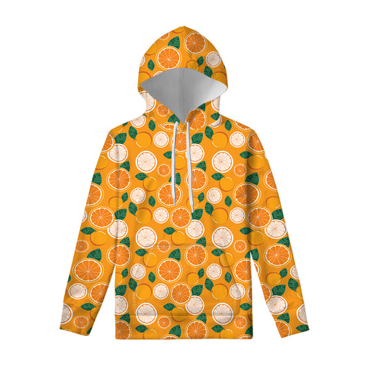 Cute Orange Fruit Pattern Print Pullover Hoodie