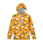 Cute Orange Fruit Pattern Print Pullover Hoodie