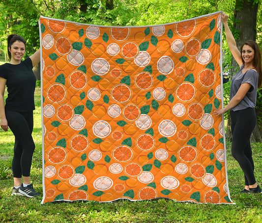 Cute Orange Fruit Pattern Print Quilt