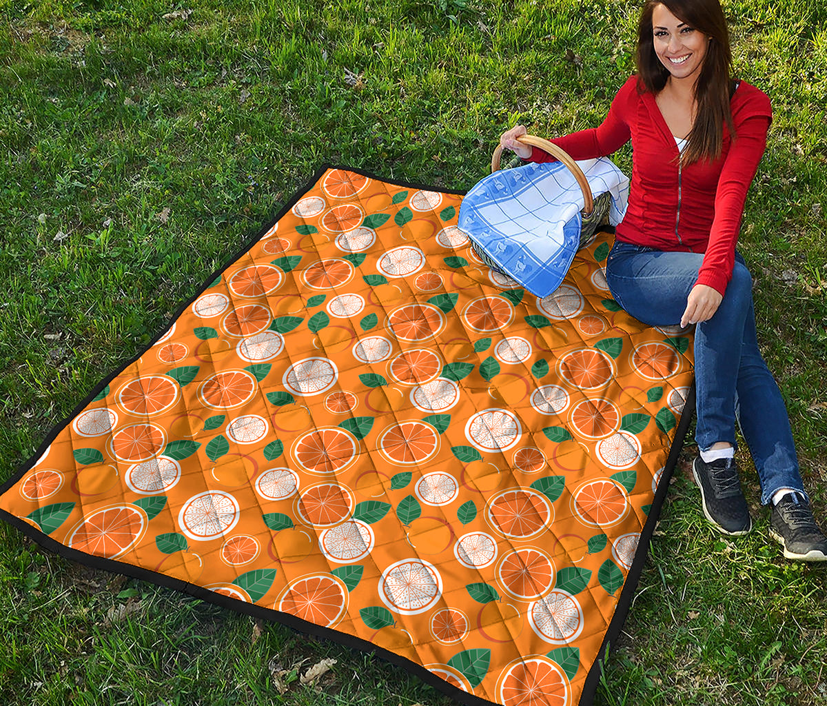 Cute Orange Fruit Pattern Print Quilt