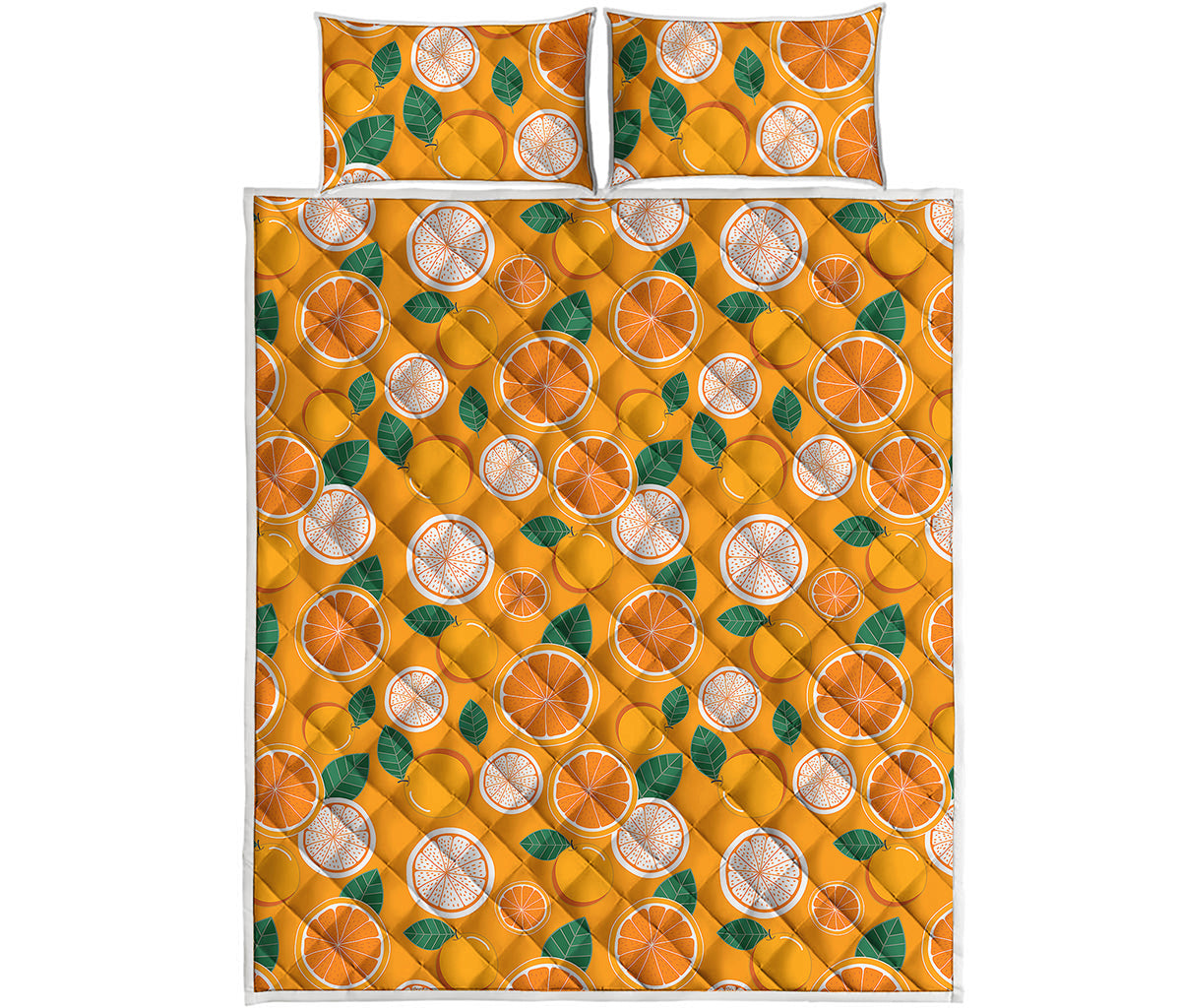 Cute Orange Fruit Pattern Print Quilt Bed Set