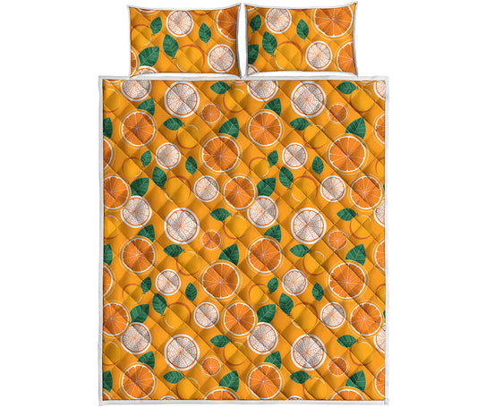 Cute Orange Fruit Pattern Print Quilt Bed Set