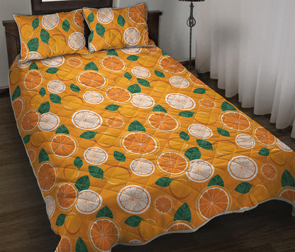 Cute Orange Fruit Pattern Print Quilt Bed Set
