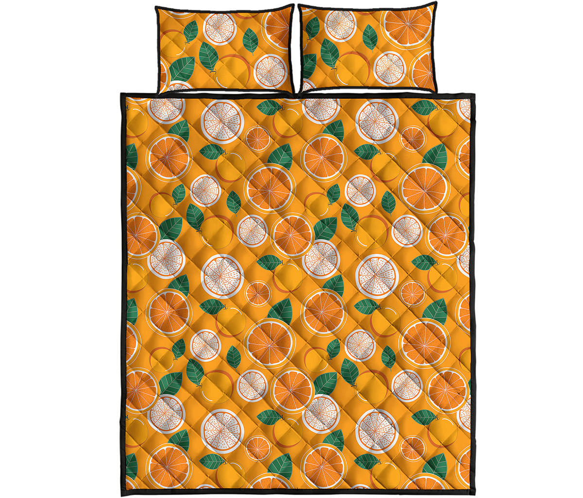 Cute Orange Fruit Pattern Print Quilt Bed Set