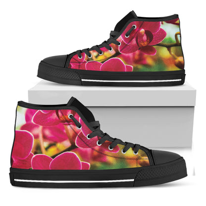 Cute Orchid Print Black High Top Shoes