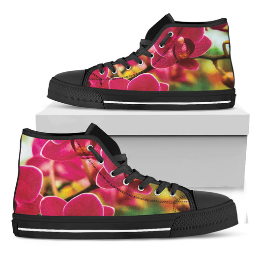 Cute Orchid Print Black High Top Shoes