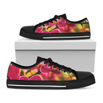 Cute Orchid Print Black Low Top Shoes