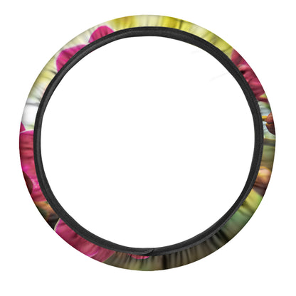 Cute Orchid Print Car Steering Wheel Cover