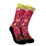 Cute Orchid Print Crew Socks