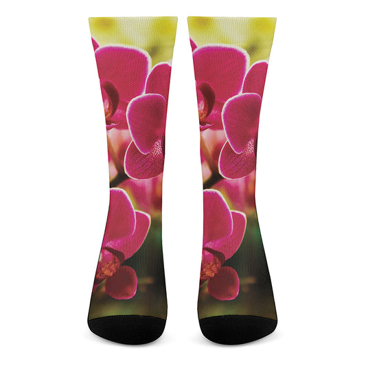 Cute Orchid Print Crew Socks