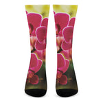 Cute Orchid Print Crew Socks