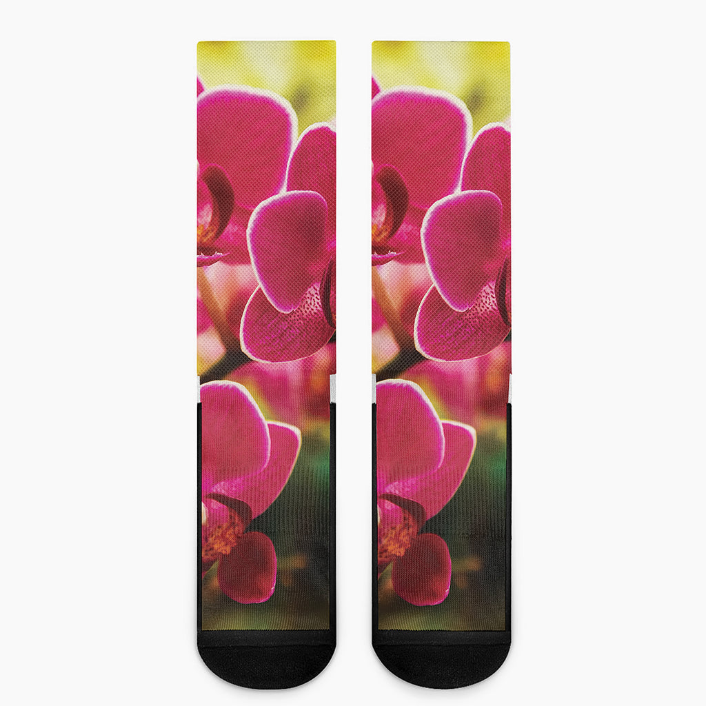 Cute Orchid Print Crew Socks