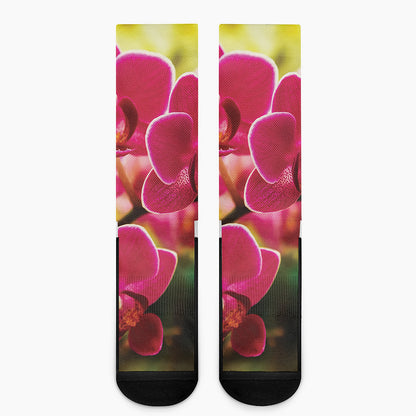 Cute Orchid Print Crew Socks