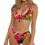 Cute Orchid Print Front Bow Tie Bikini
