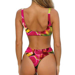 Cute Orchid Print Front Bow Tie Bikini