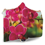 Cute Orchid Print Hooded Blanket