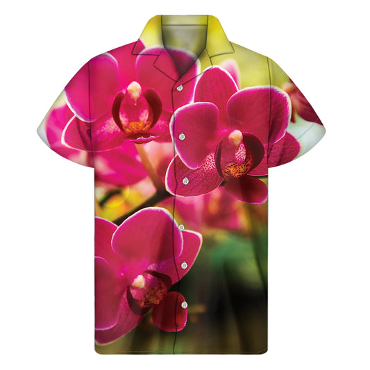 Cute Orchid Print Men's Short Sleeve Shirt