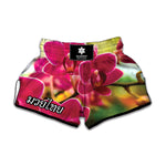 Cute Orchid Print Muay Thai Boxing Shorts