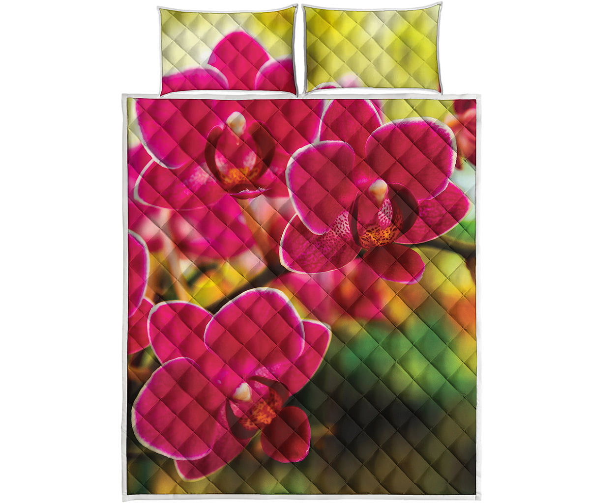 Cute Orchid Print Quilt Bed Set