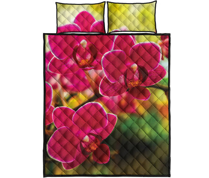Cute Orchid Print Quilt Bed Set