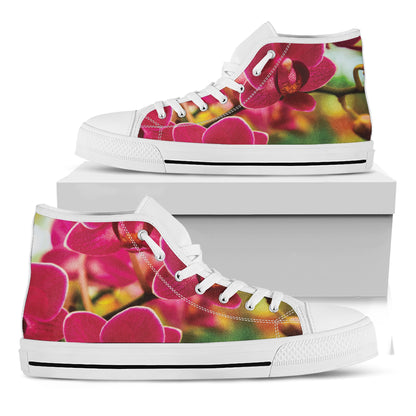 Cute Orchid Print White High Top Shoes
