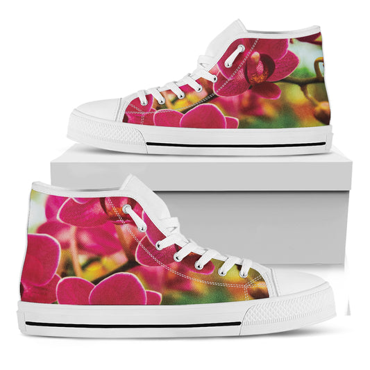 Cute Orchid Print White High Top Shoes