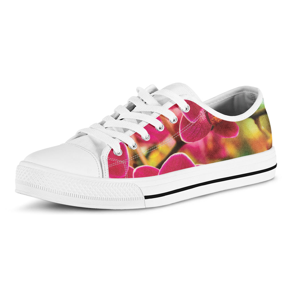 Cute Orchid Print White Low Top Shoes