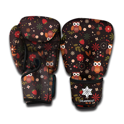 Cute Owl Print Boxing Gloves