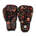 Cute Owl Print Boxing Gloves