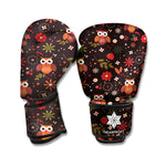 Cute Owl Print Boxing Gloves