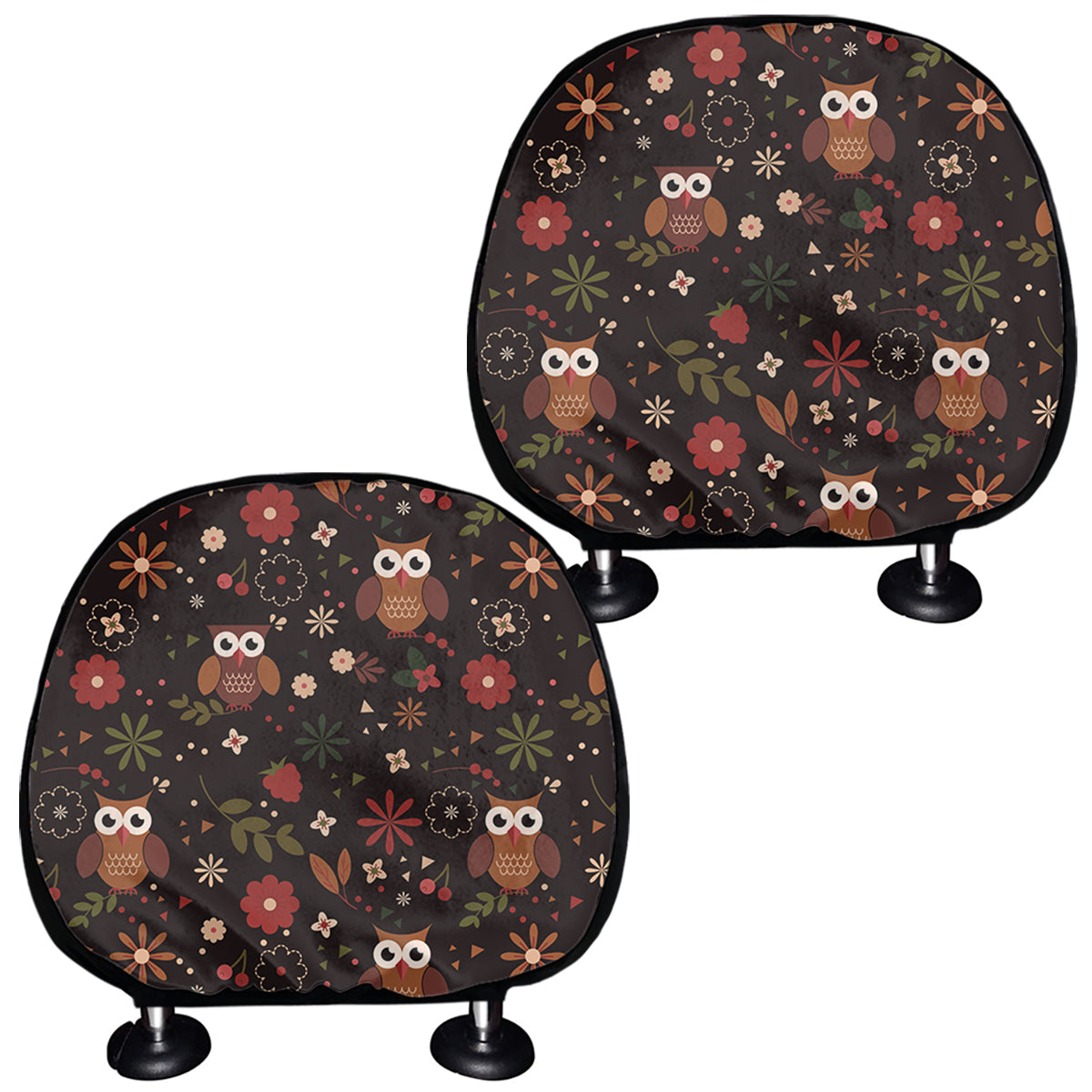 Cute Owl Print Car Headrest Covers