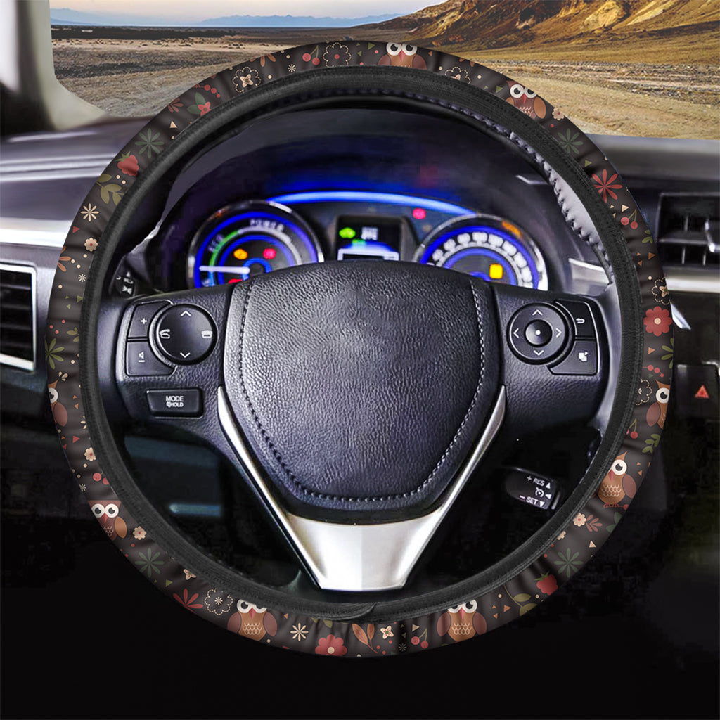 Cute Owl Print Car Steering Wheel Cover