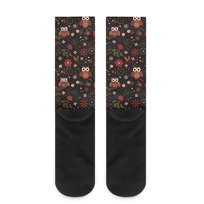 Cute Owl Print Crew Socks