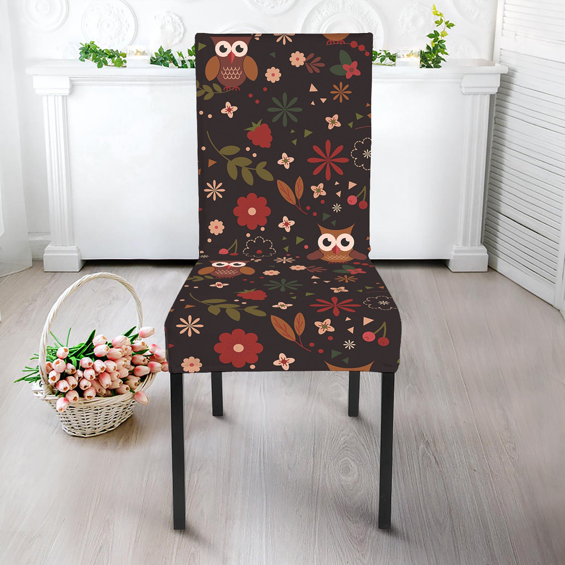 Cute Owl Print Dining Chair Slipcover