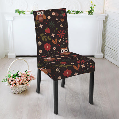 Cute Owl Print Dining Chair Slipcover