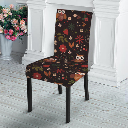 Cute Owl Print Dining Chair Slipcover