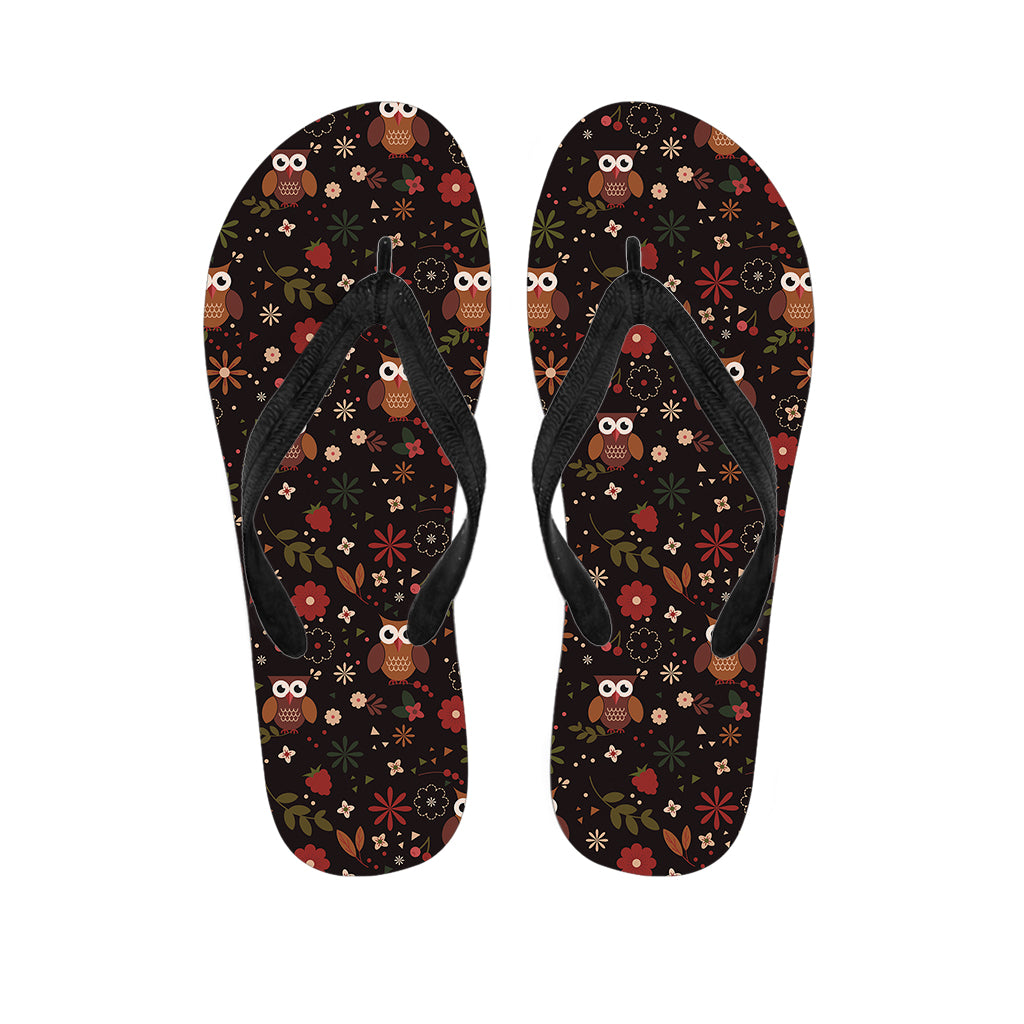 Cute Owl Print Flip Flops