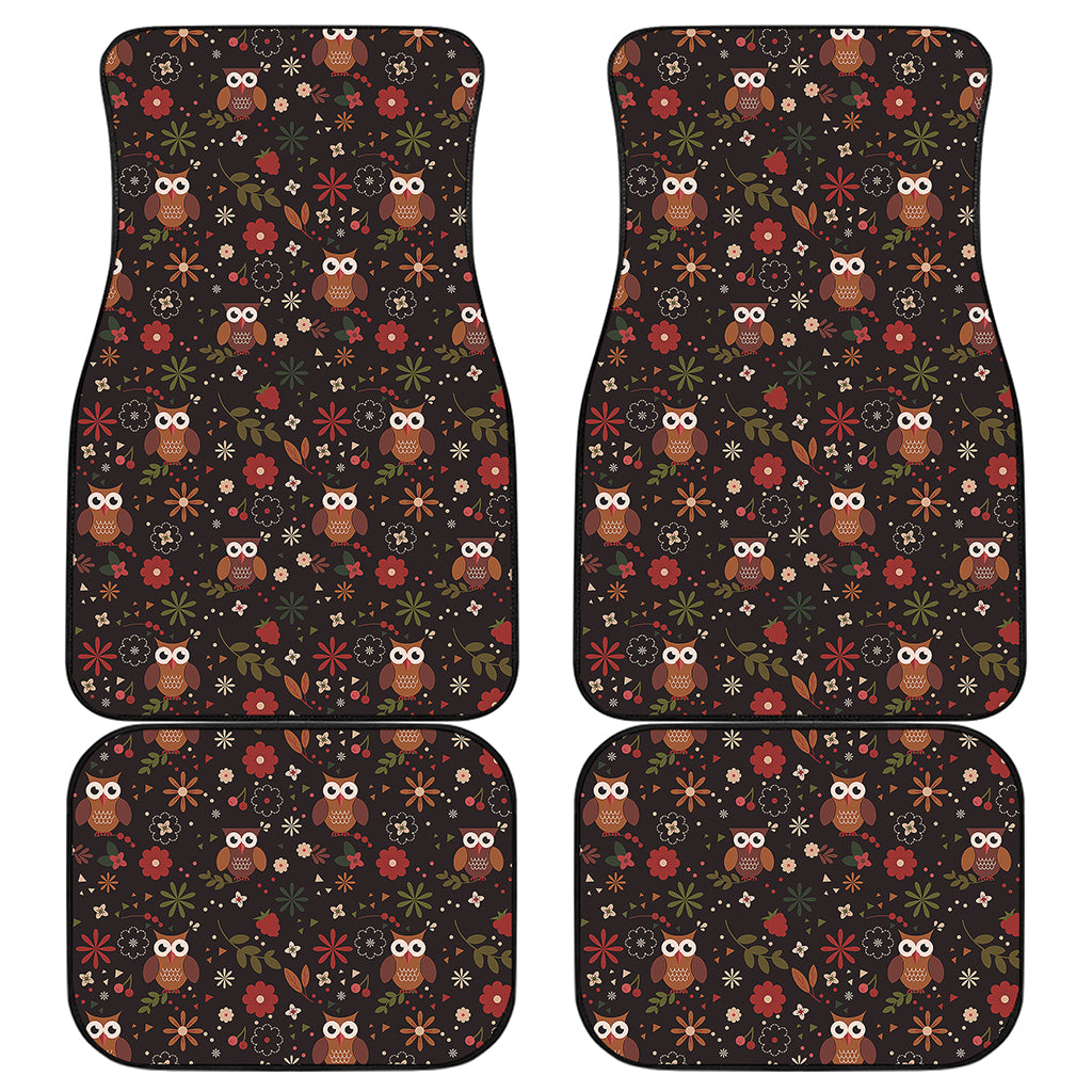 Cute Owl Print Front and Back Car Floor Mats