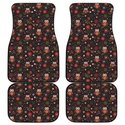 Cute Owl Print Front and Back Car Floor Mats