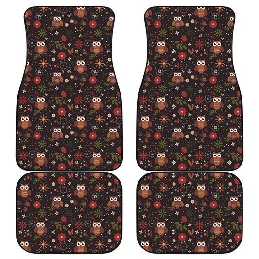 Cute Owl Print Front and Back Car Floor Mats